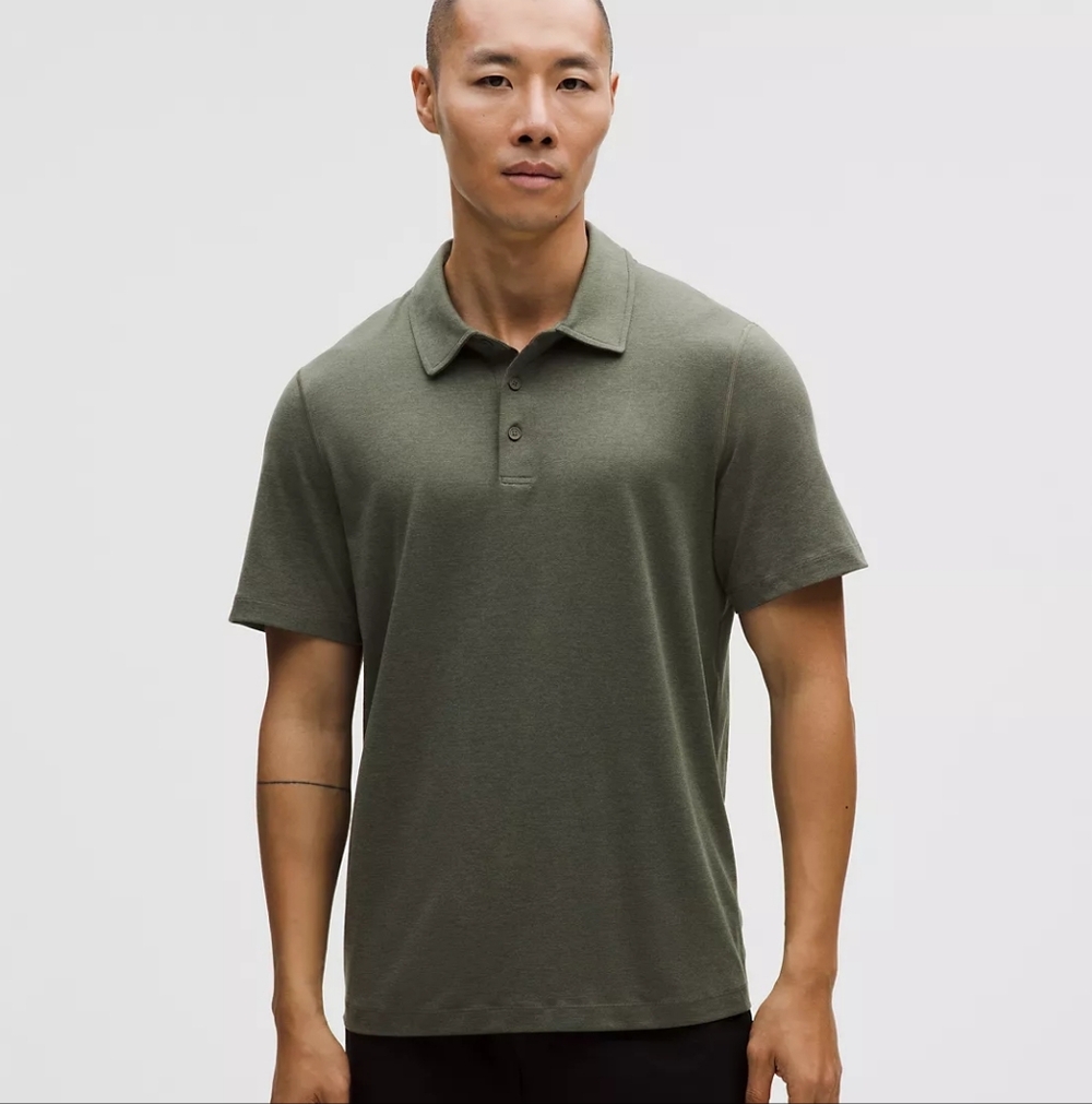 lululemon Soft Jersey Short Sleeve Polo | Mens SzM - Heathered Army Green